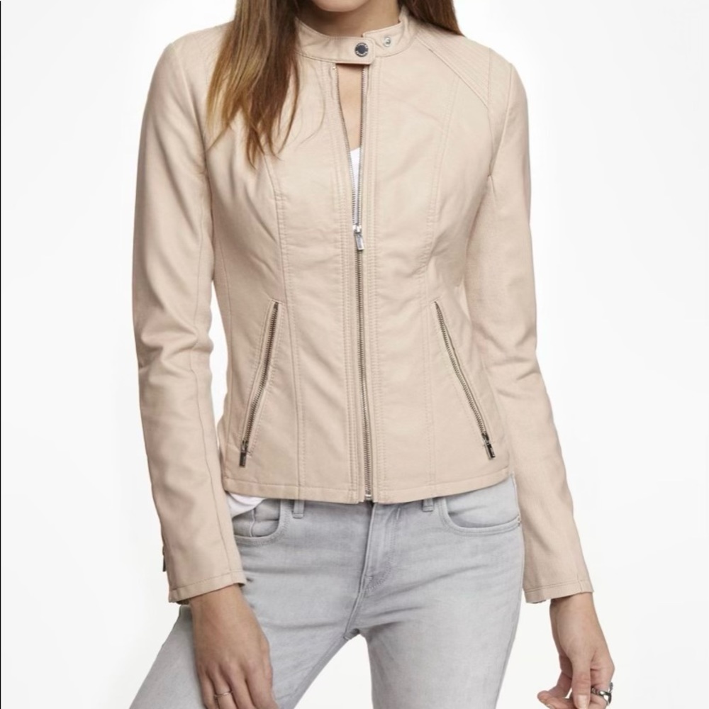 NWT Express Faux Leather Double Peplum Jacket
